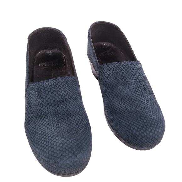 Dansko Blue Textured Slip on Clogs - Picture 1 of 11